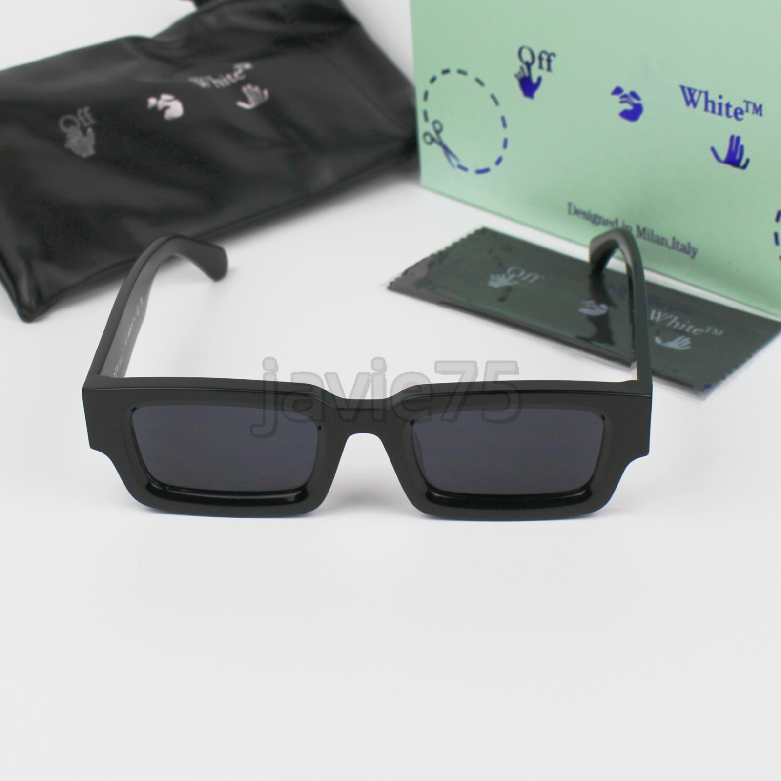 Off-White Lecce OERI089 Unisex Sunglasses Black/Gray 50-24 145 New With Case