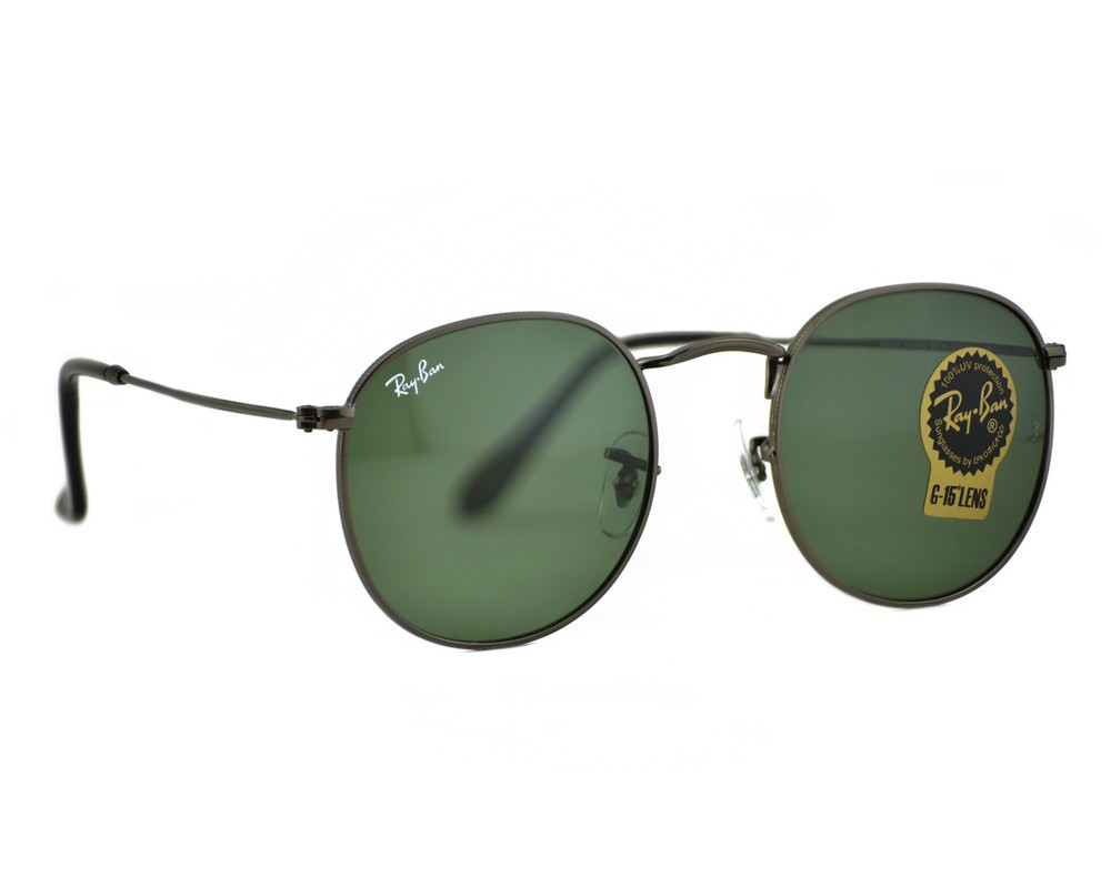 Ray-Ban Sunglasses RB3447 Round Metal Gunmetal Frame Green Classic Lenses 50mm