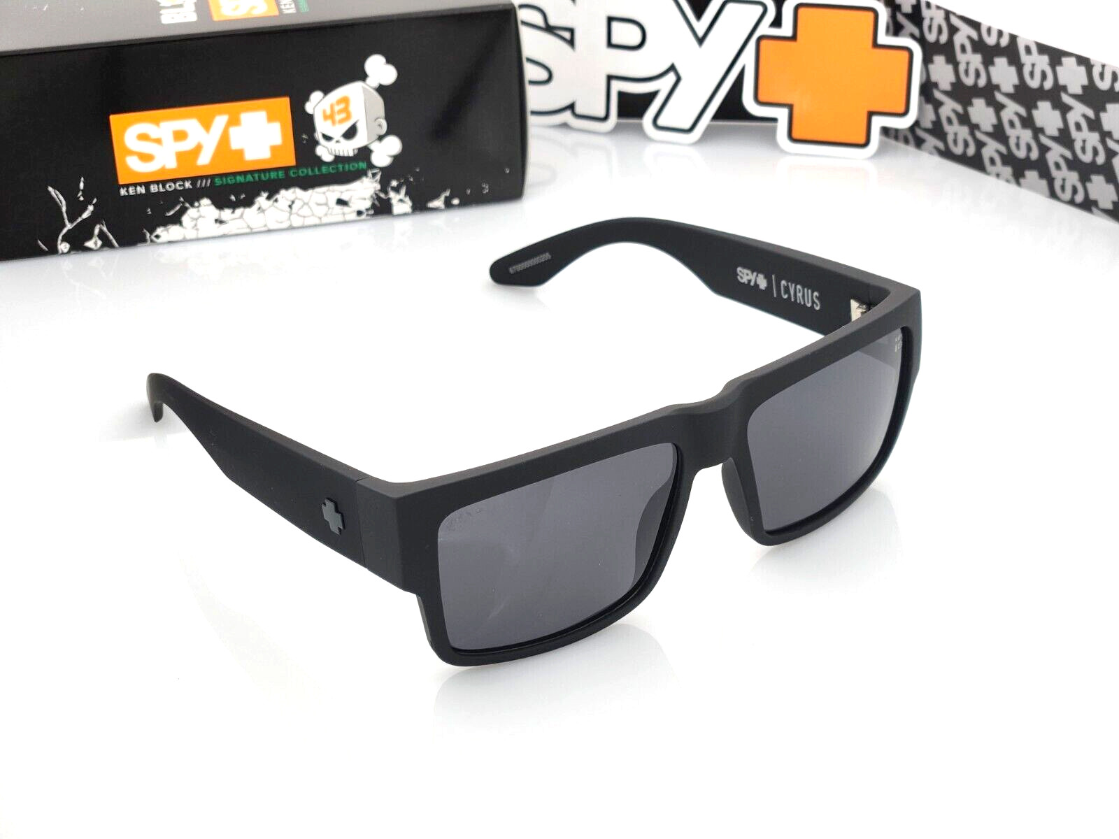 Polarized Spy+ Optic Cyrus Sunglasses Soft Matte Black Frame Smoke Lens