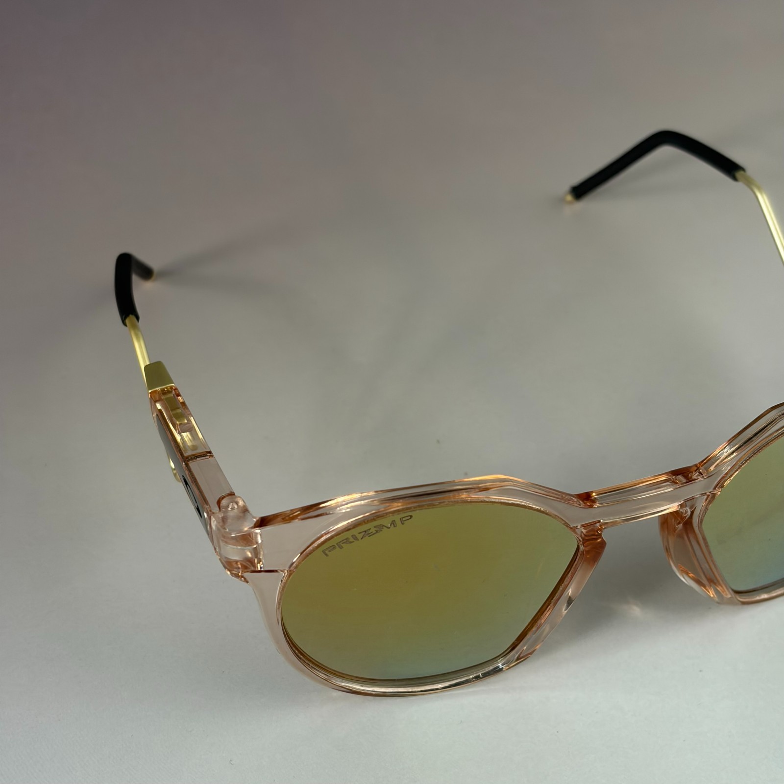Oakley HSTN Metal Sunglasses Clear Pink Frame Prizm Gold Polarized New W/ Case