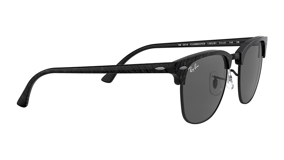 Ray-Ban Clubmaster Marble Black / Dark Grey 51 mm Sunglasses RB3016 114517 51-21