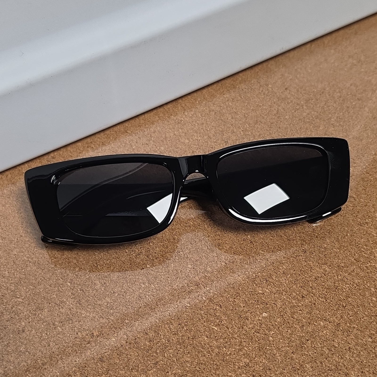 Men’s Rectangle Sunglasses Black Plastic Frame Black Tinted Plastic Lenses