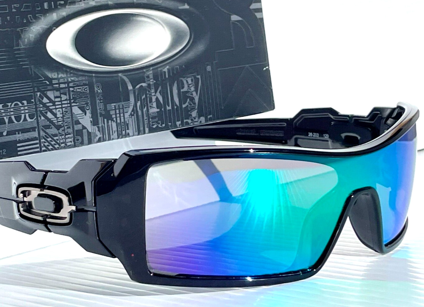 Oakley OIL RIG polished BLACK POLARIZED Galaxy JADE Mirror lens Sunglass 9081