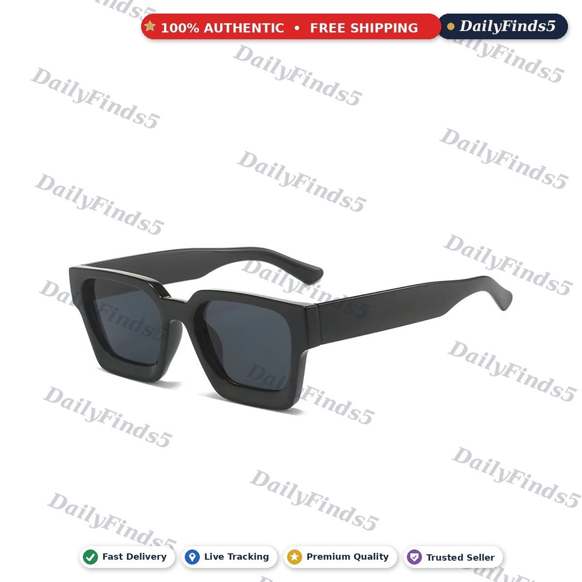 Retro Rectangle Sunglasses for Women Men Chunky Square Thick Frame Glasses UV400