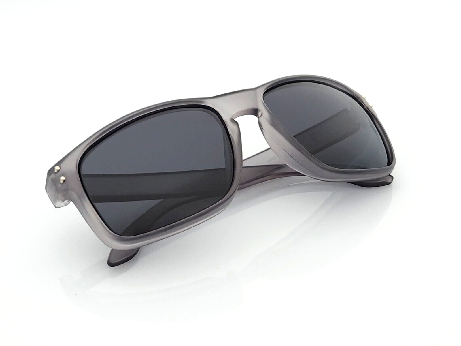Polarized Sports Square Men’s Sunglasses Frost Gray Frame Dark Smoke Tint Lens