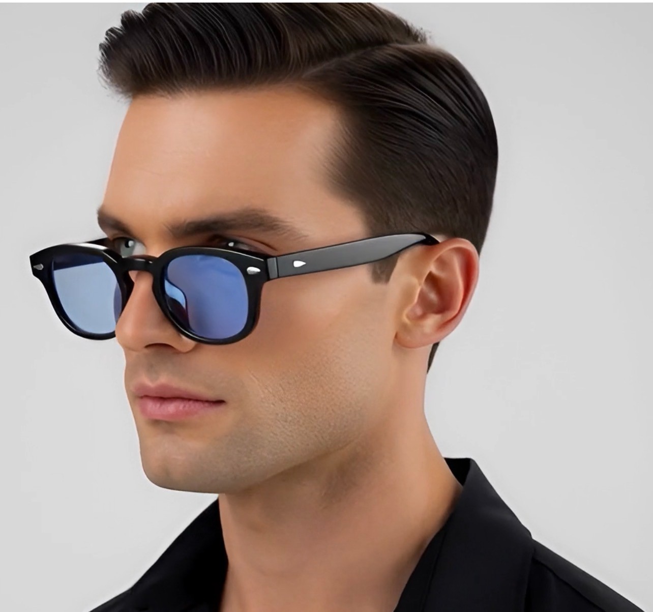 Mens Sunglasses Johnny Depp Robert Downey Tinted Blue Lens Retro Classic Fashion