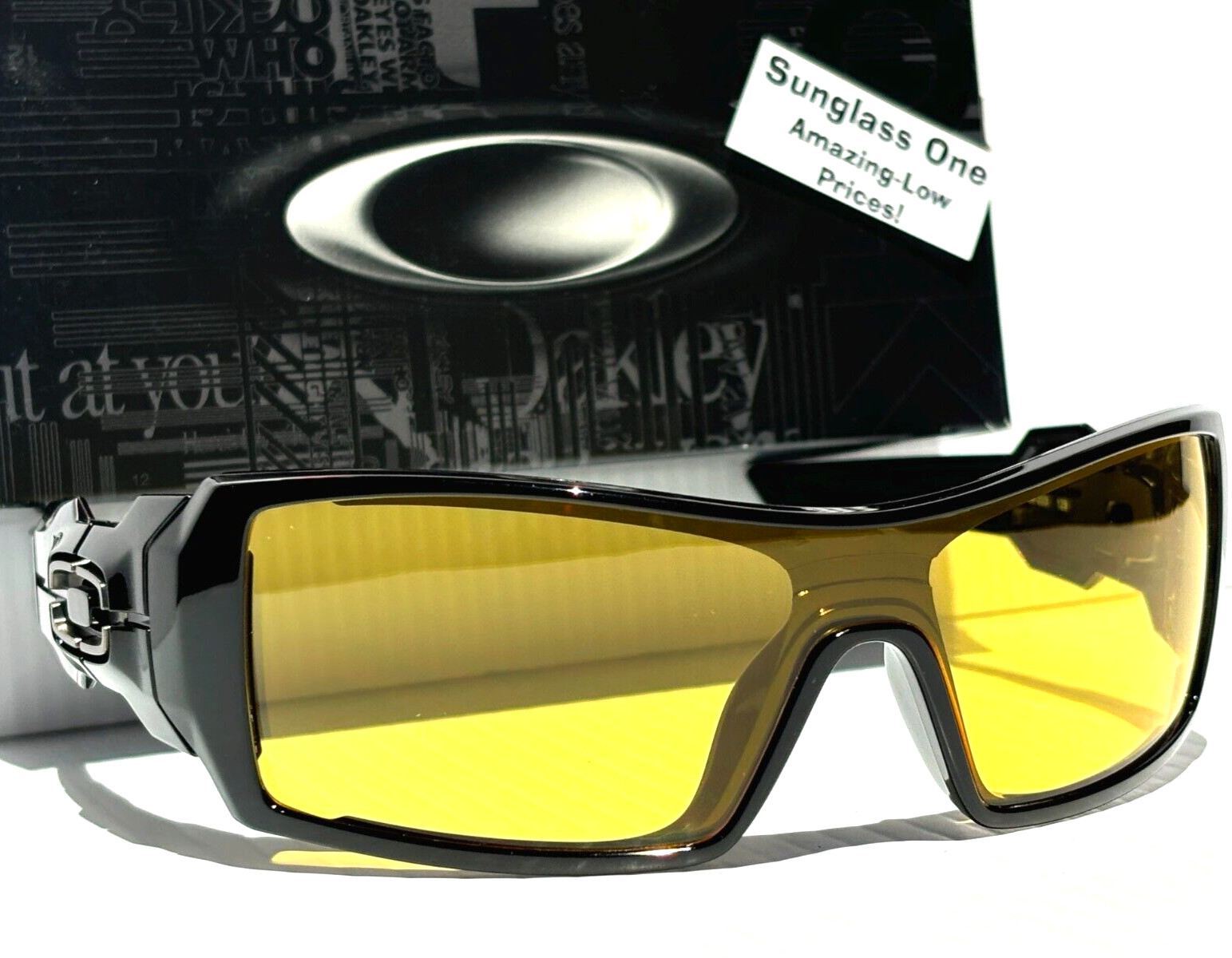 NEW Oakley OIL RIG Polished Black GALAXY Amber Yellow Lens Sunglass 9081