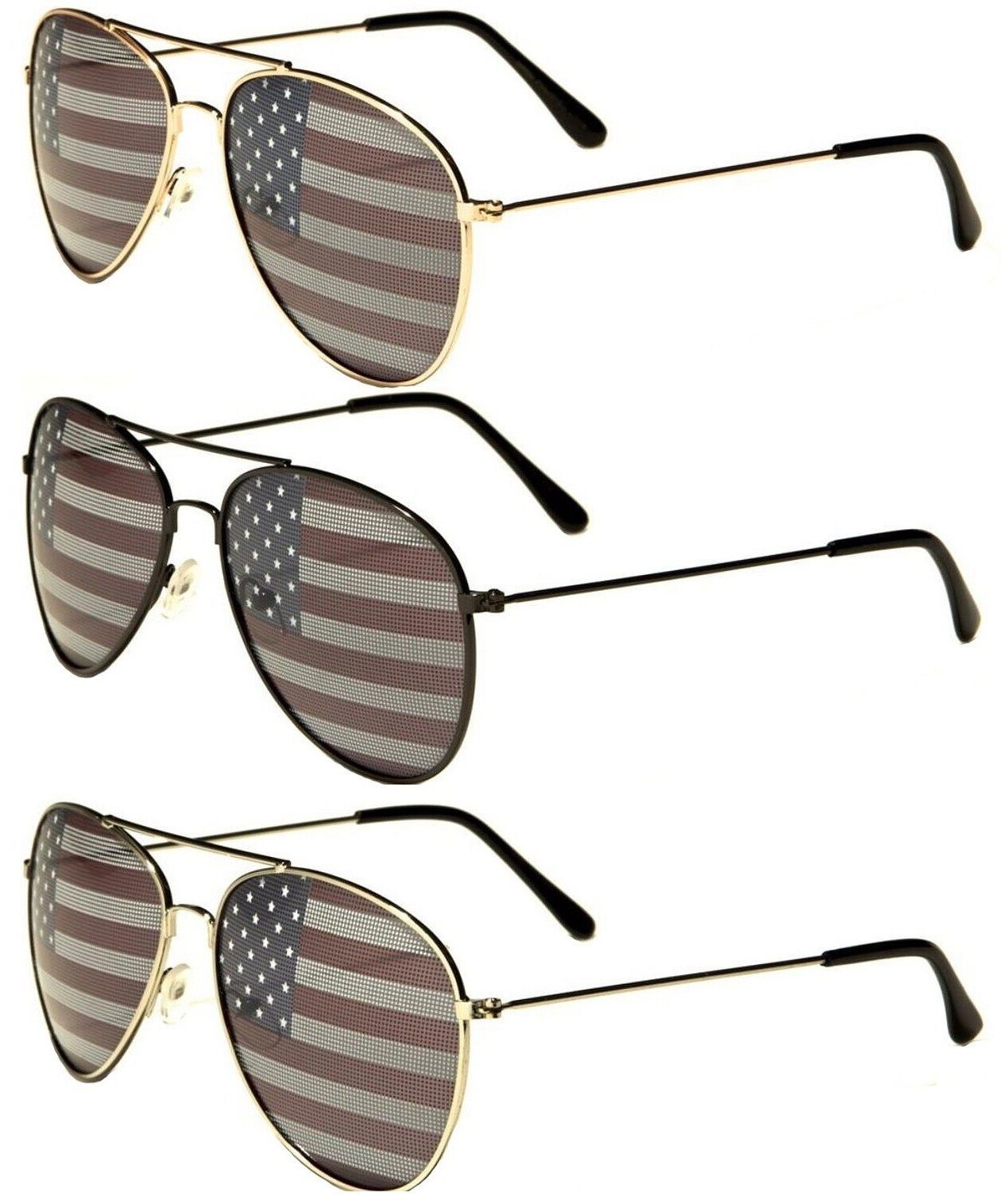 USA FLAG AVIATOR SUNGLASSES CLASSIC RETRO UNITED STATES PATRIOTIC AMERICAN VTG