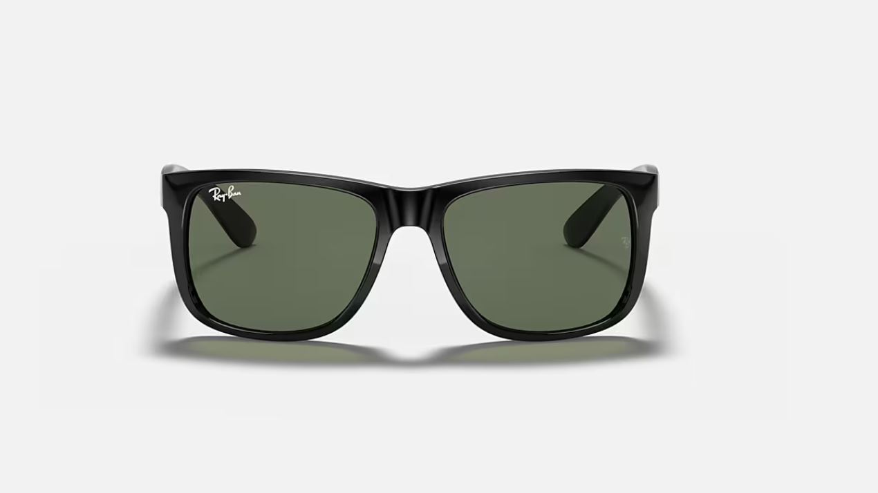 Ray-Ban Justin Classic Polished Black/Green 54 mm Sunglasses RB4165 601/71 54-16