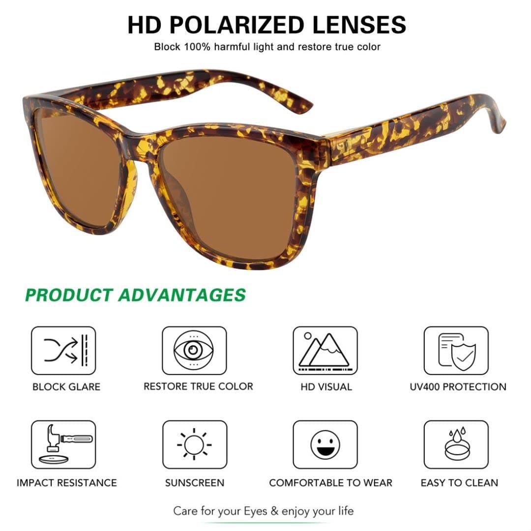 Polarized Sunglasses for Men Women Retro Vintage Classic Designer Style