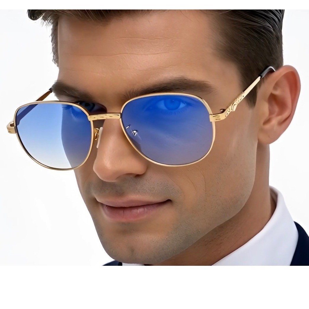 Mens Pilot Sunglasses Designer Fashion Shades Retro Eyewear Round Classic Chic