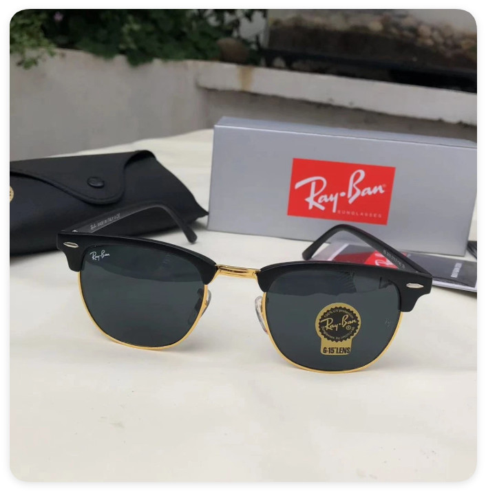 Ray-Ban RB3016 Sunglasses Clubmaster Classic Black Frame Glass Gray Lens 51-21mm