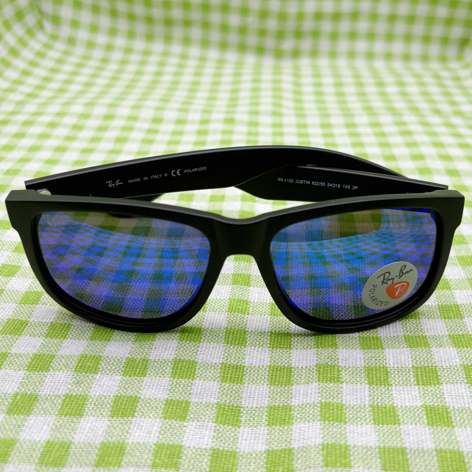 2026 New Ray-Ban Polarized Sunglasses Justin RB4165 622/55 Blue Lens Black Frame