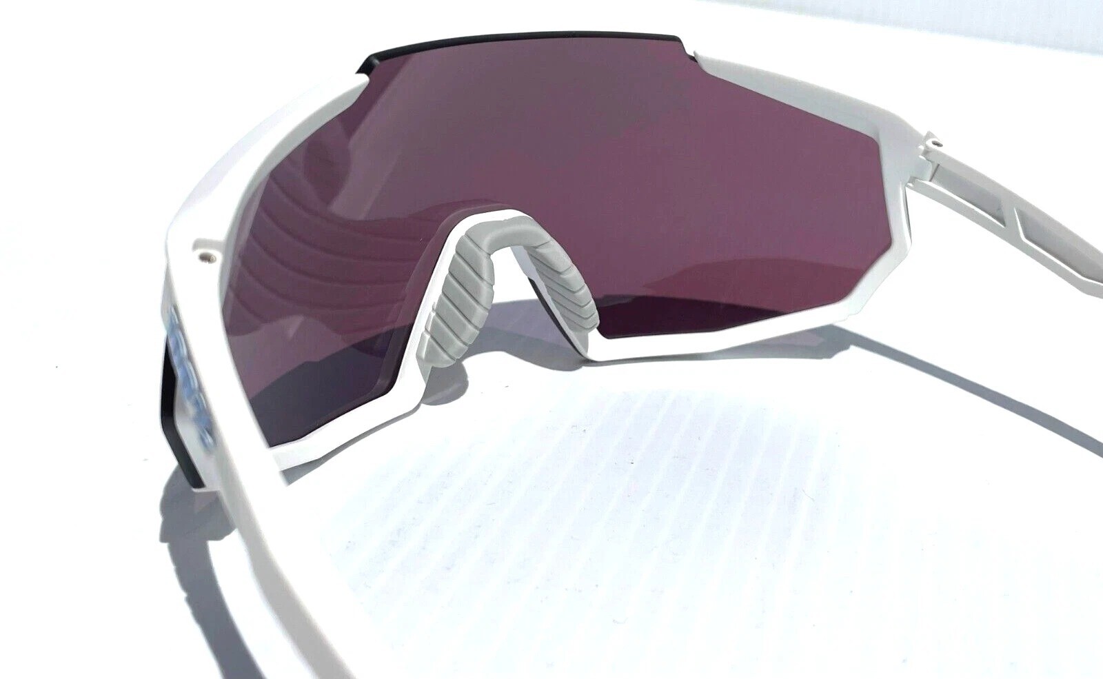 100% Percent RACETRAP 3.0 Matte White HiPER Blue Mirror Sunglass 60004-00001