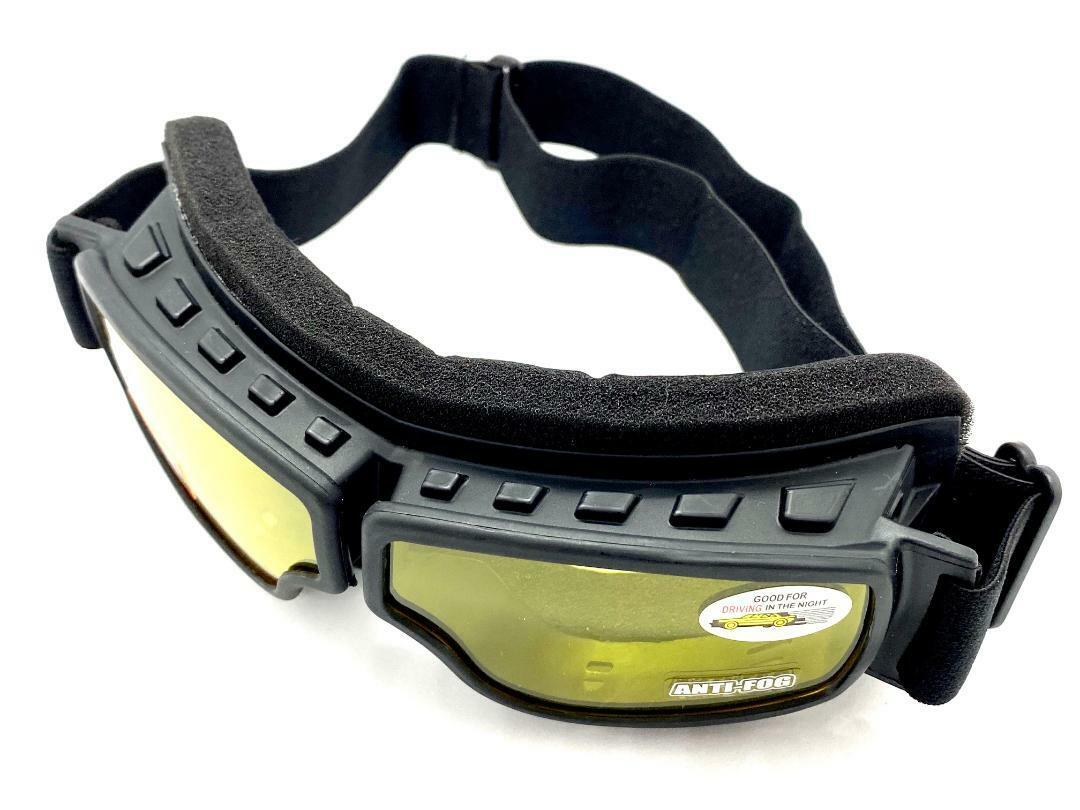 MOTORCYCLE Riding Padded Safety Protective GOGGLES Anti-Fog Lens Fit Over Helmet