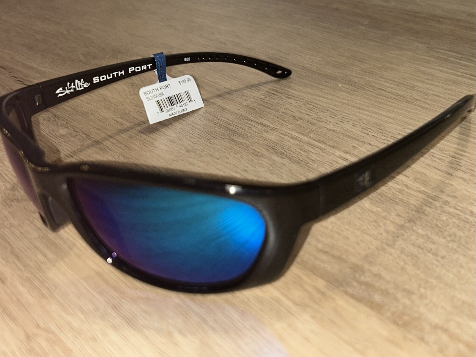 New Salt Life South Port Gloss Black Saltlife Smoke Blue Lens Salty $189 NWT