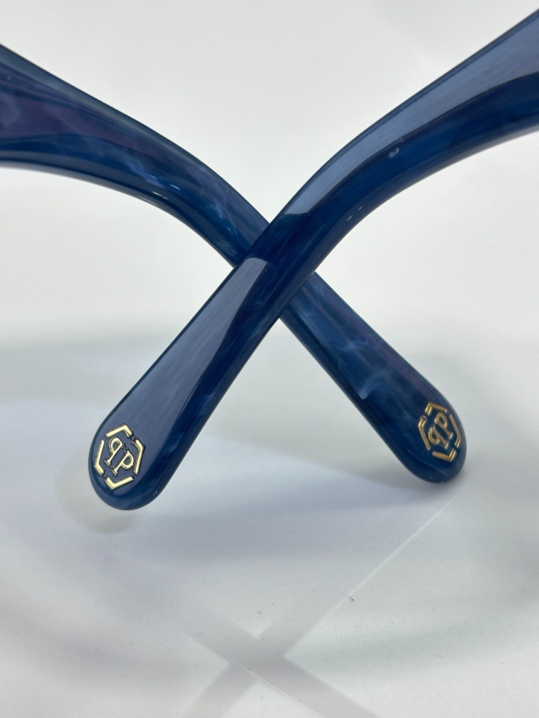 Philipp Plein SPP128M Blue Marble Sunglasses Gold Trim Blue Gradient Lens 56-21-