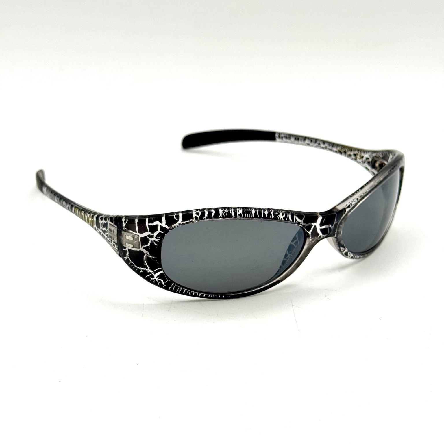 FUTURI Sunglasses Men’s Black White Pattern Sport Wrap UV Protection Shades