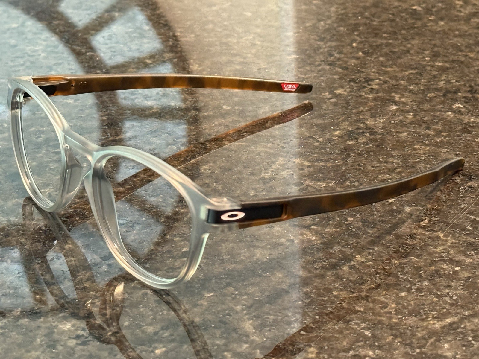 Custom Oakley Latch Sunglasses Matte Smoke Center Frame / TORTOISE Arms 53mm