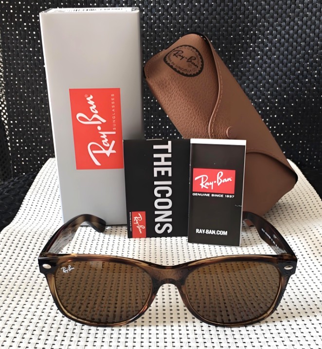 BROWN RB2132 RAY-BAN NEW WAYFARER SUNGLASSES FREE (55-18 145MM)