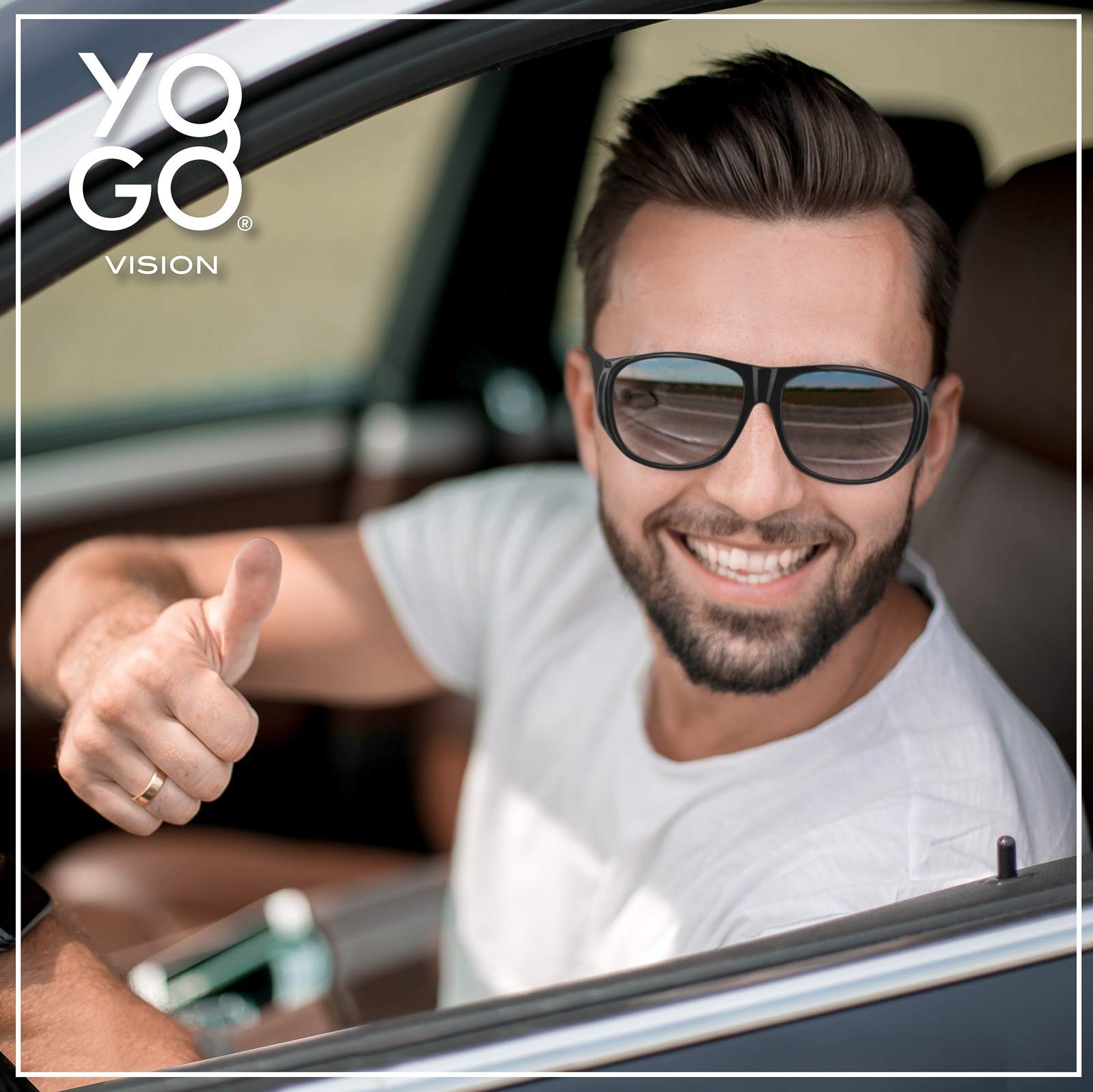 Yogo Vision Fit Over Wrap Sunglasses Polarized Lens Wear Over Eyeglasses 100% UV