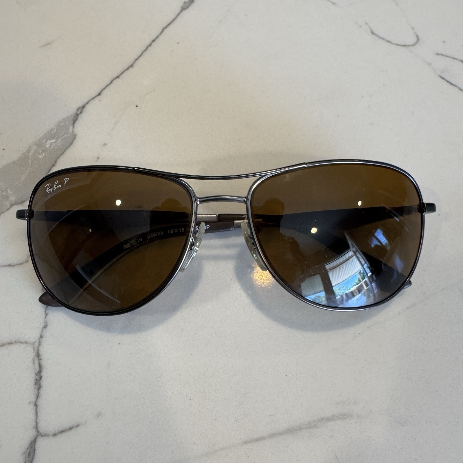 Ray Ban 59mm Matte Gunmetal POLARIZED Brown Lens Sunglass RB3519 029/83