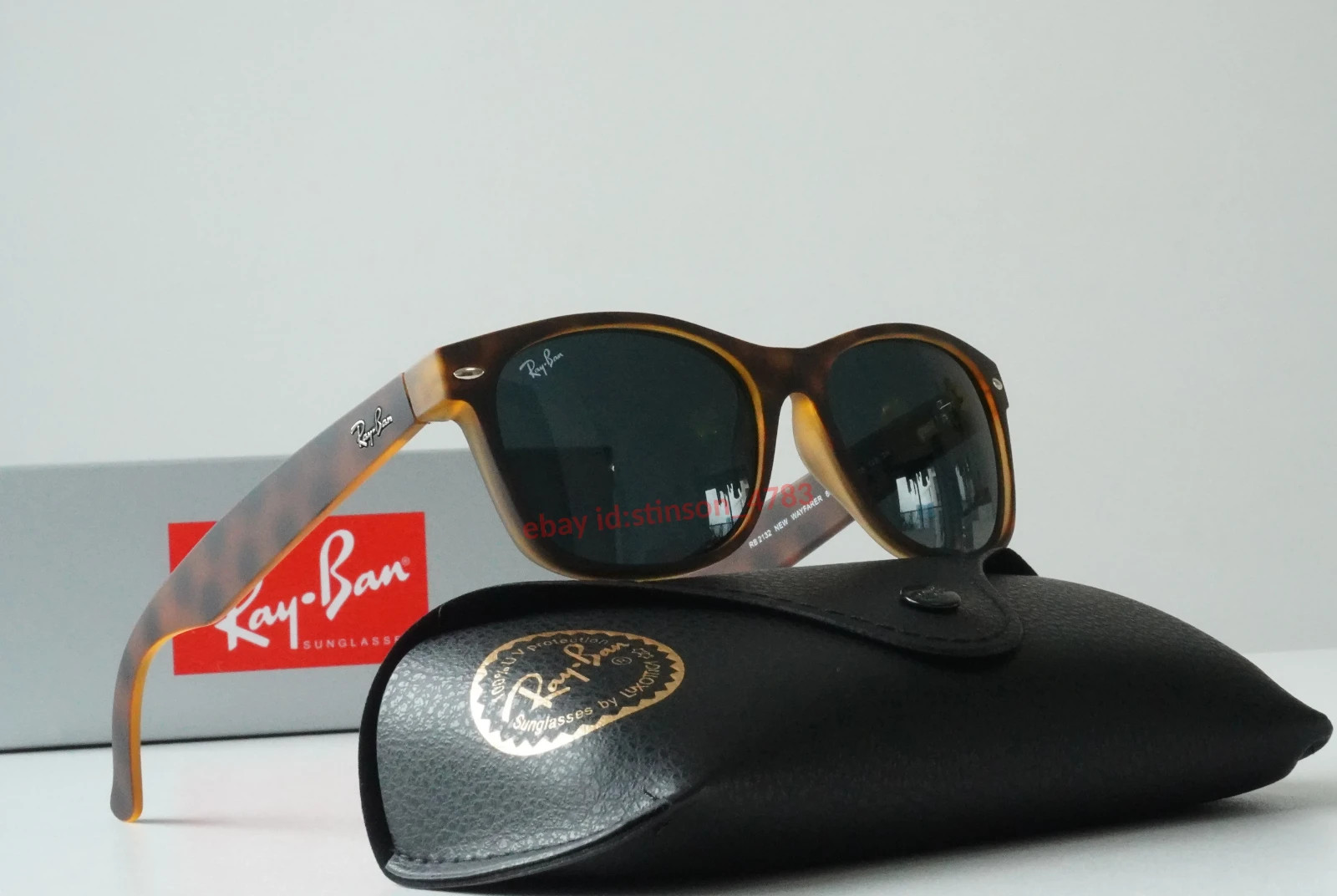 Ray-Ban RB2132 865/B1 Wayfarer Classic Sunglasses 55mm Matte Havana Dark Grey