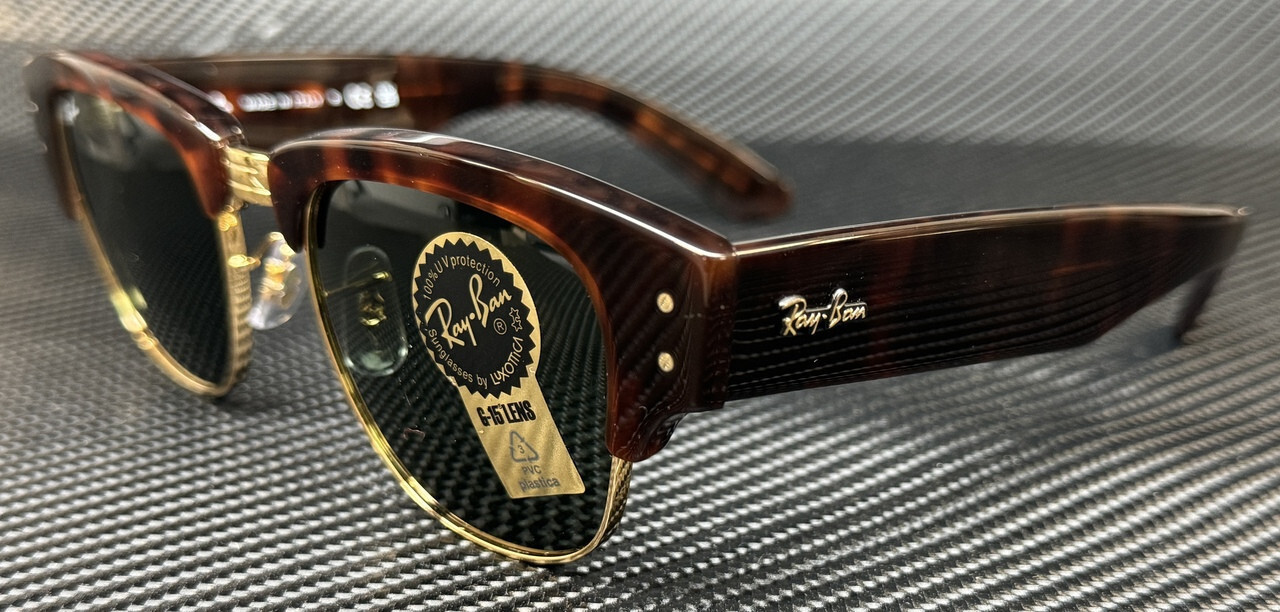 RAY BAN RB0316S 990 31 Tortoise Green Mega Clubmaster Unisex 50 mm Sunglasses