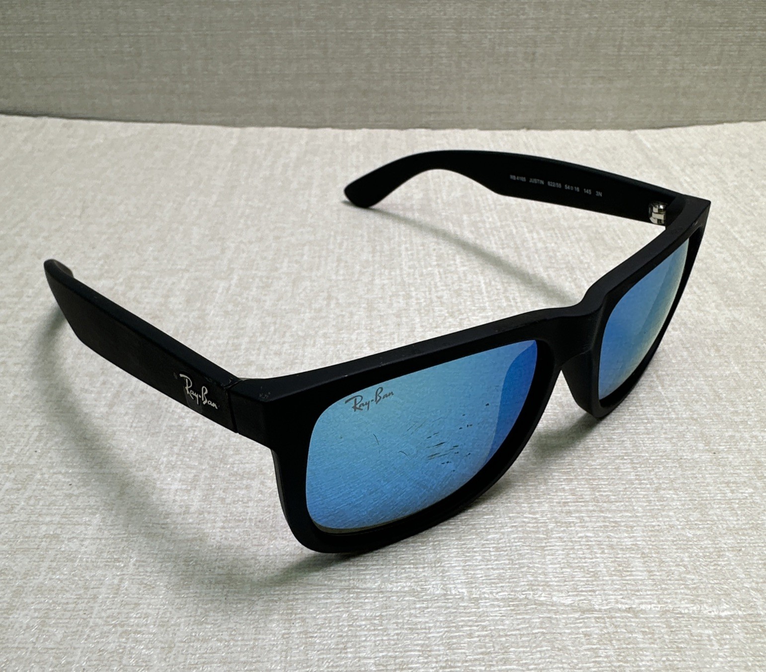 Ray Ban RB4165 Justin 622/55 Black Sunglasses 54-16-145 Dark Blue Lens / READ