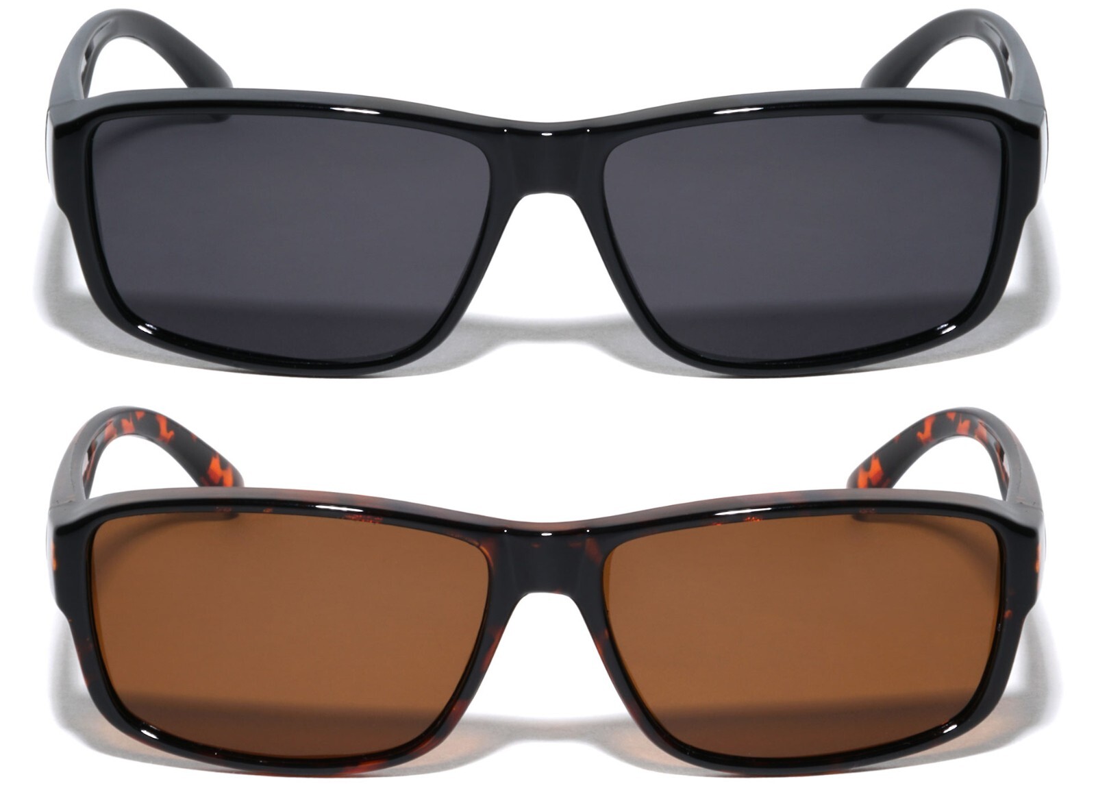 2 Pairs of Rectangular Polarized Fit Over Sunglasses Wear Over Eyeglasses Unisex