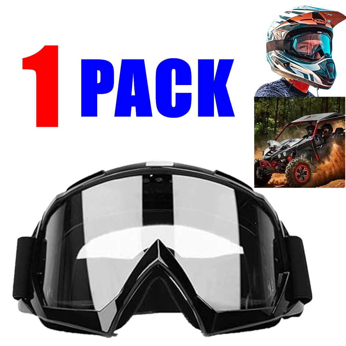 Motorcycle OTG Goggles Over Glasses Windproof Padded Riding ATV Adjustable Strap