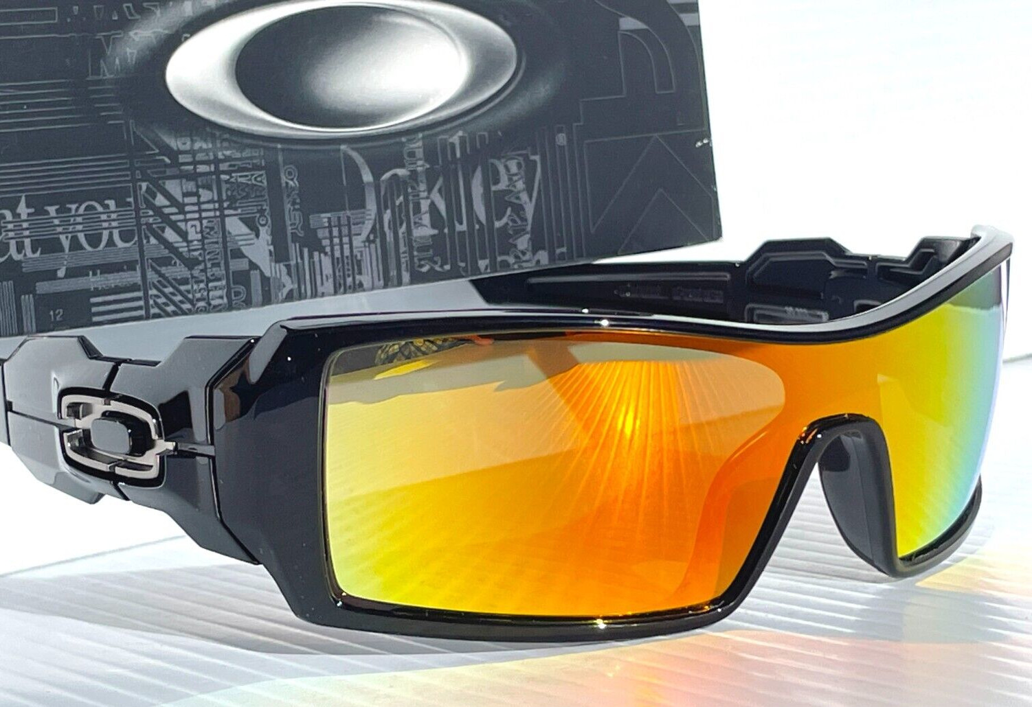 Oakley OIL RIG polished BLACK POLARIZED Galaxy RUBY Mirror lens Sunglass 9081