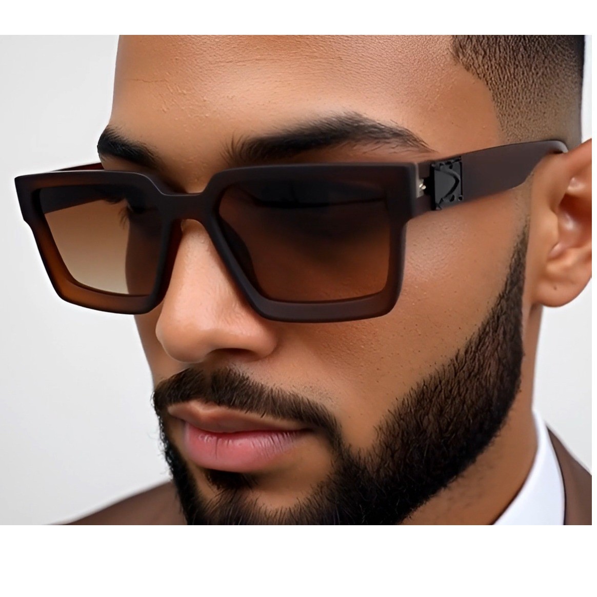 Men’s Oversized Square Sunglasses Brown Tinted Lenses Bold Frame Style Lentes