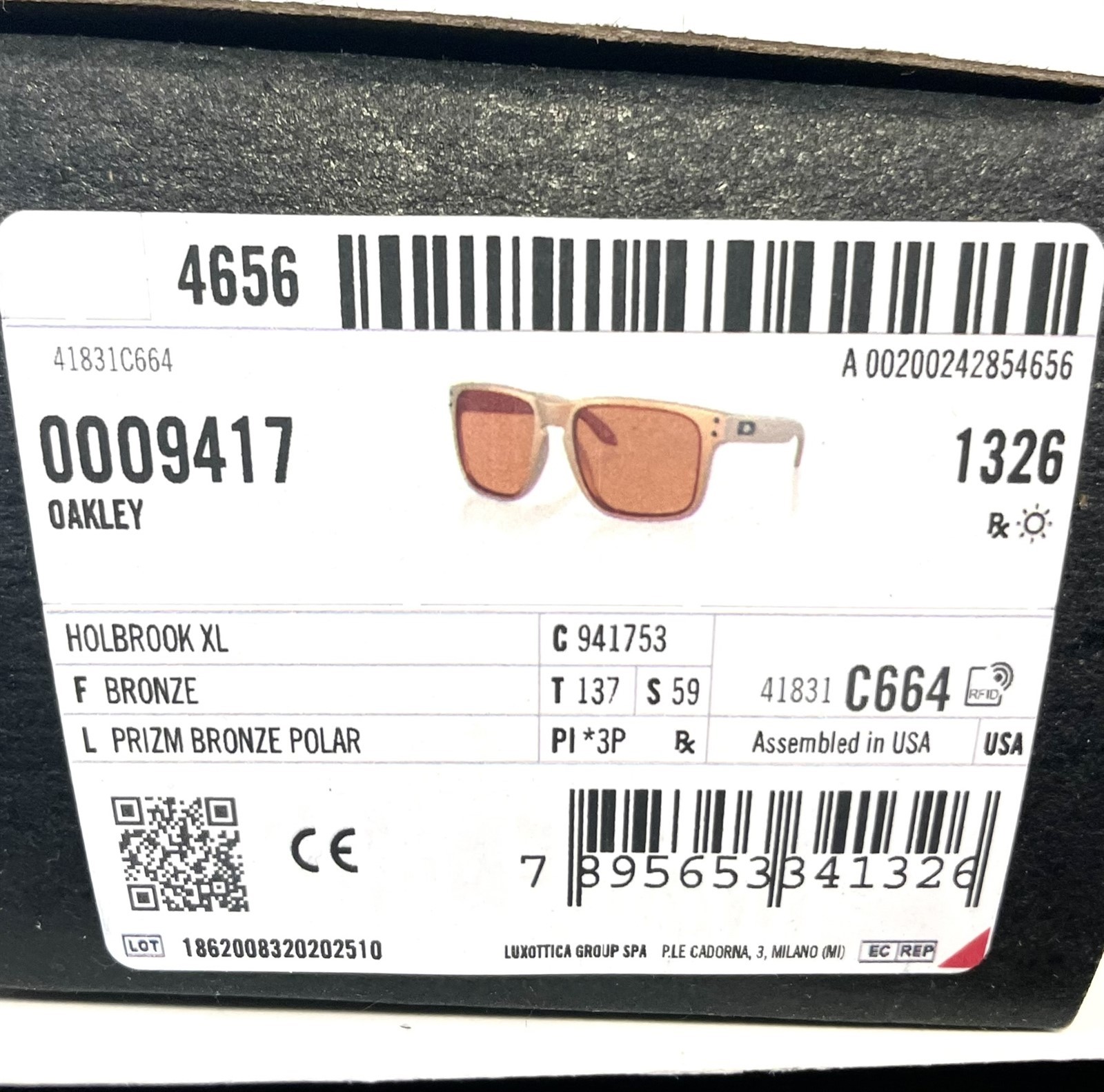 Oakley Holbrook XL Sunglasses Bronze Prizm Polarized OO9417-5359 with Pouch
