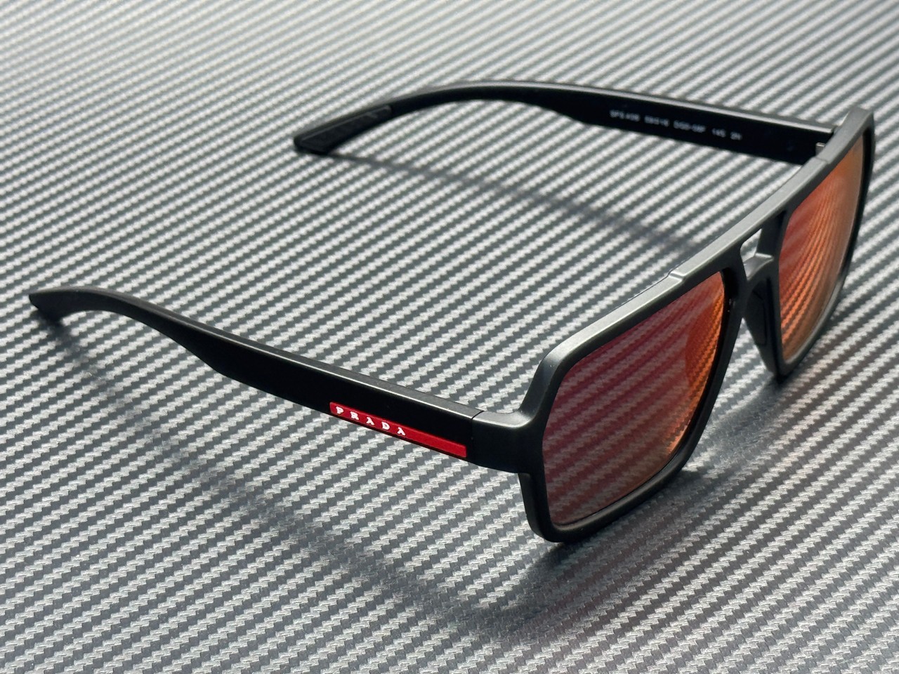PRADA LINEA ROSSA PS A06S DG008F Black Rubber Red Mirror 59 mm Sunglasses