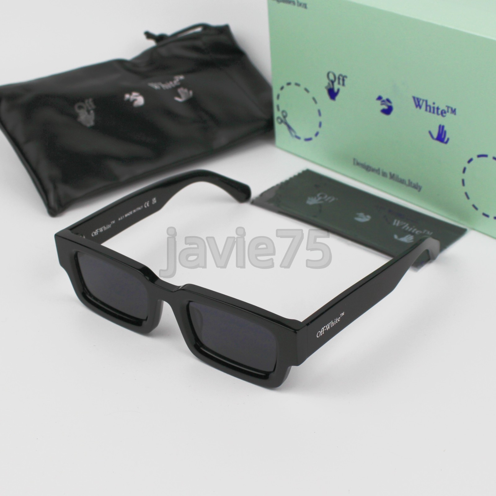 Off-White Lecce OERI089 Unisex Sunglasses Black/Gray 50-24 145 New With Case