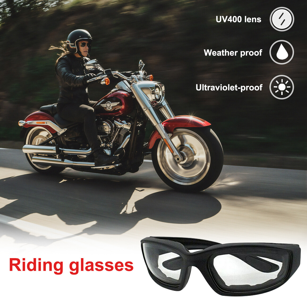 Clear Lens Wind Resistant Sunglasses Motorcycle Cycling Goggles Riding Glasses
