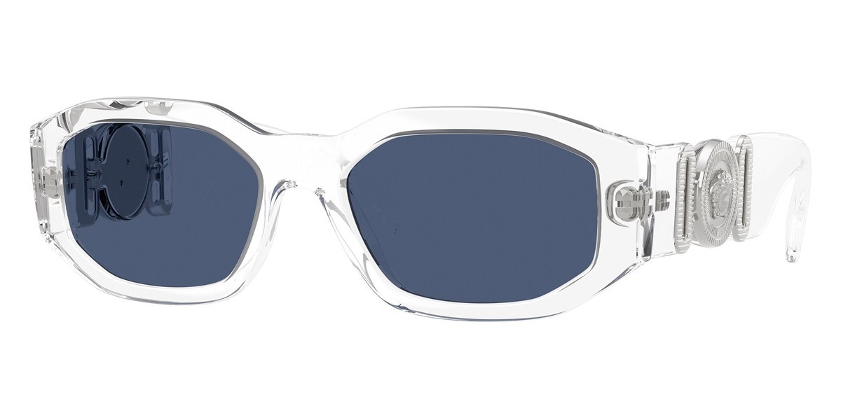 Versace Irregular Man Sunglasses 0VE4361 148/80 53mm Crystal – Blue Lens – NEW