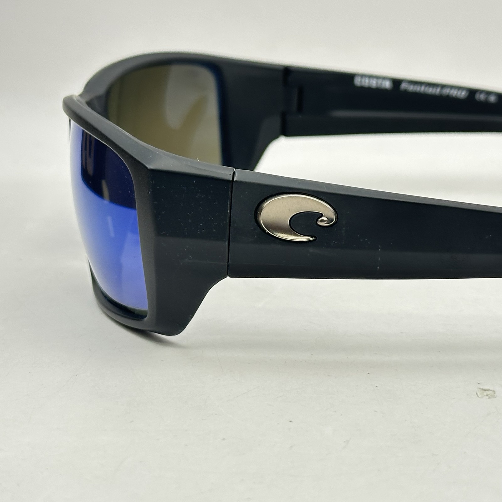 Costa Del Mar Mens Fantail Pro 580G Polarized Mirror Wrap Sunglasses Black/Blue