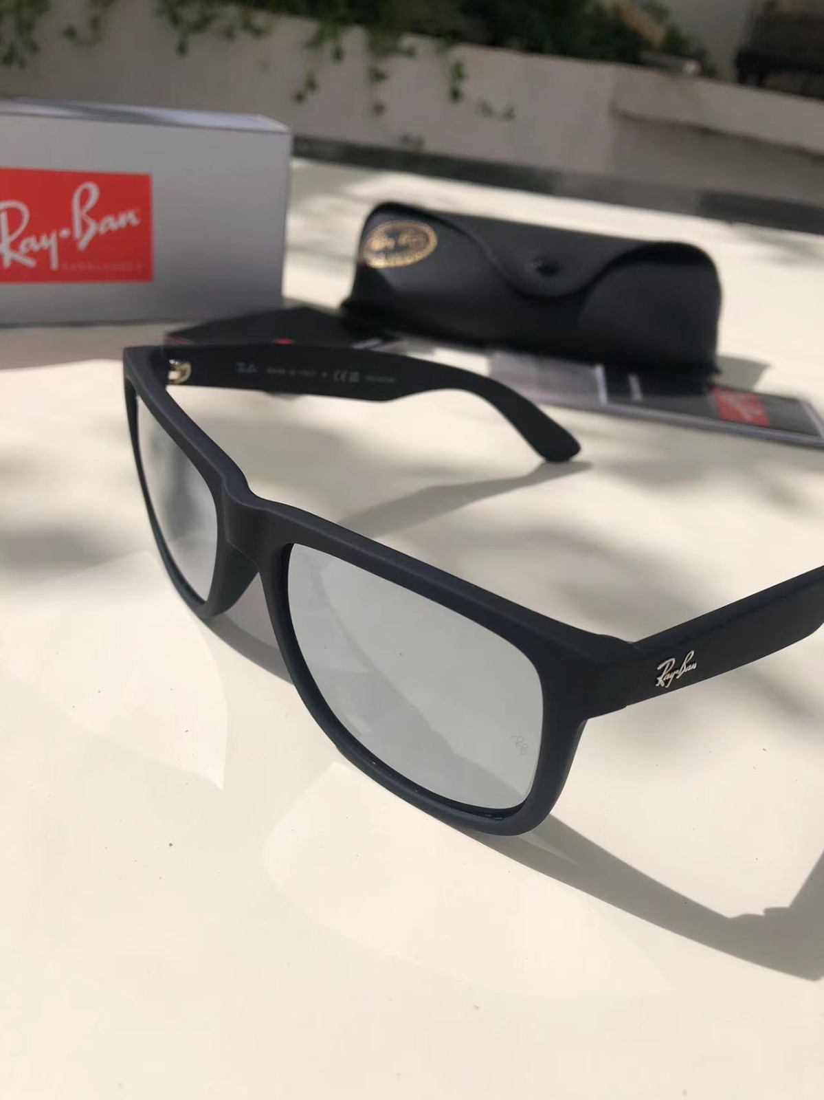 Ray-Ban RB4165 622/T3 Rubber Black/Mesmer Silver Mirrored Polarized Sunglasses