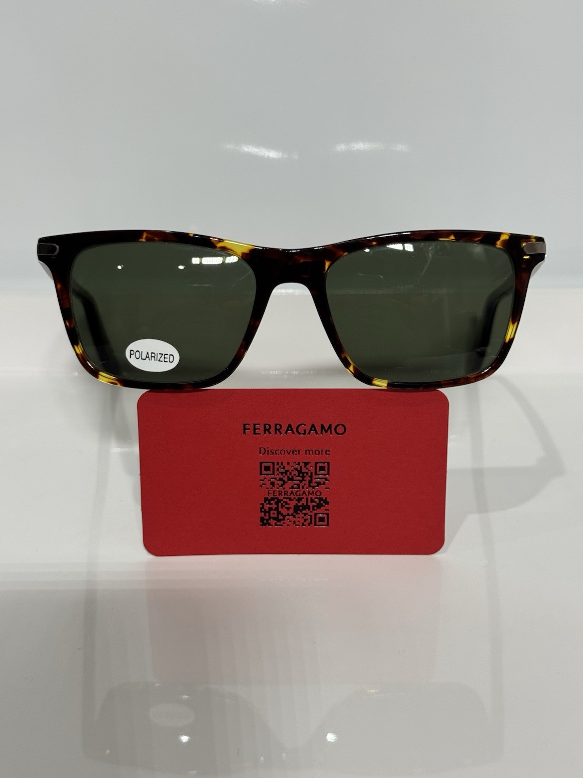Salvatore Ferragamo Retro Tortoise Acetate Custom Polarized G15 Green Sunglasses