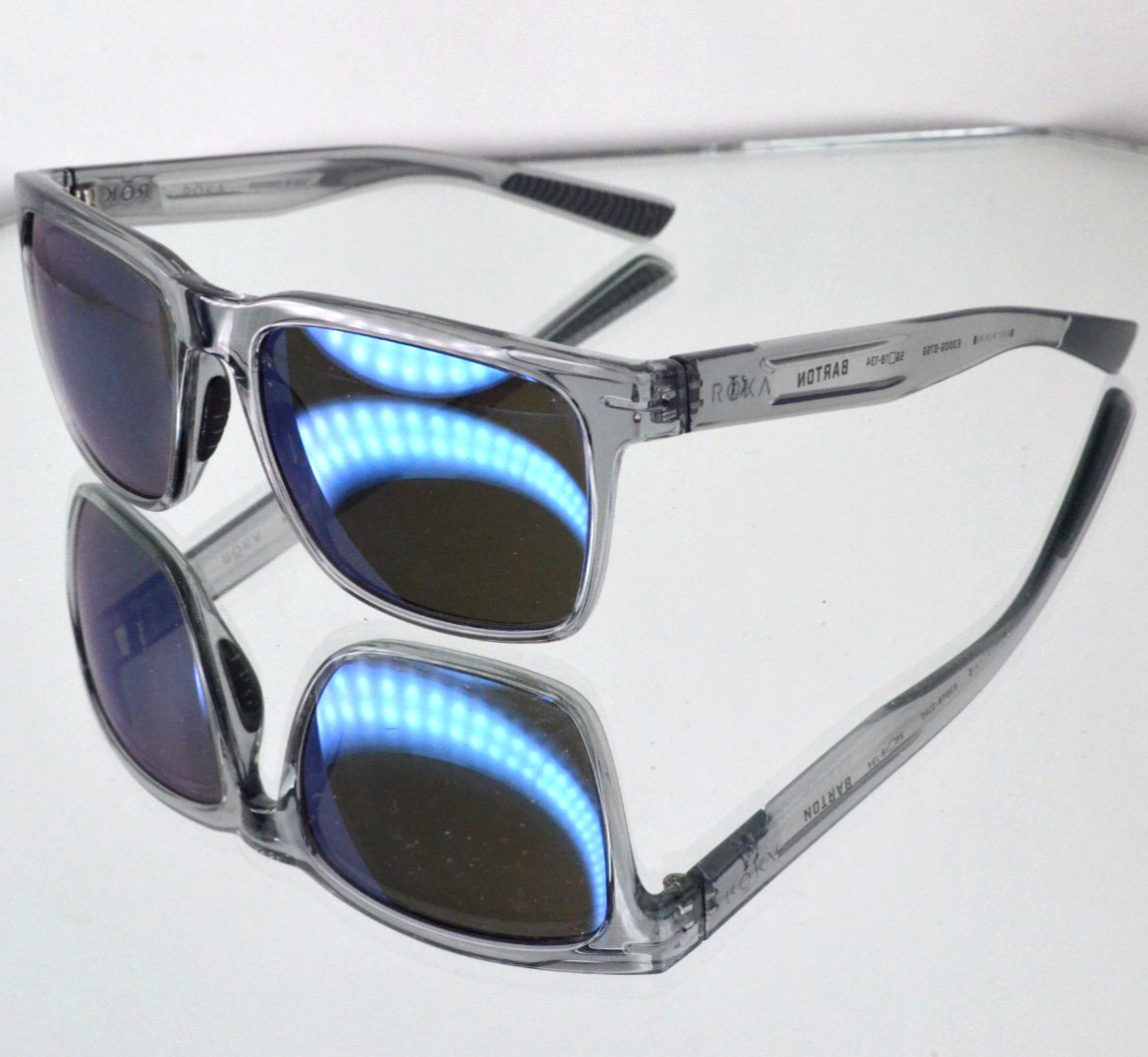 Roka “Barton 1.0” Sunglasses Crystal Gray/Glacier Blue Mirror Polarized Lenses