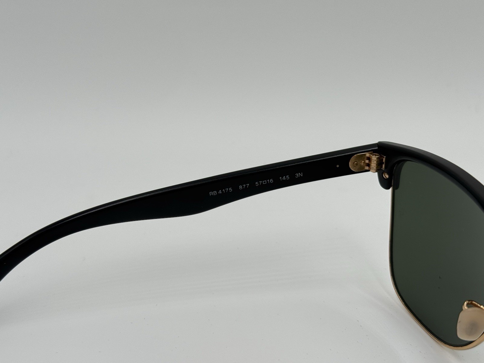 Ray Ban RB4175 877 CLUBMASTER OVERSIZED Black; Green Classic G15 AUTHENTIC ITALY