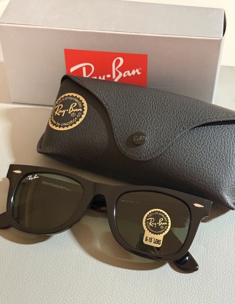 New Ray-Ban RB2140 Wayfarer Black Frame /G15 Green Unisex 54MM Sunglasses