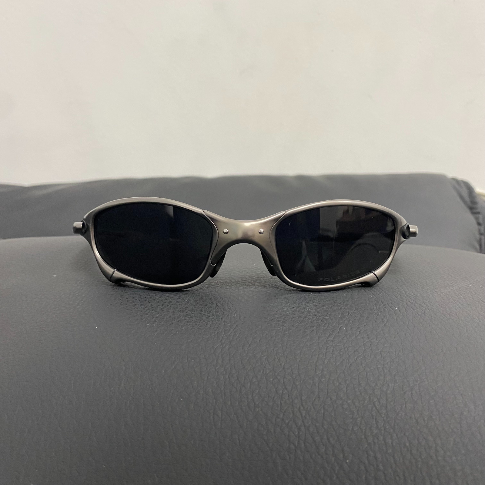 Vintage Oakley Juliet 1.0 X-Metal Polarized Sunglasses Gray Frames Black Lens