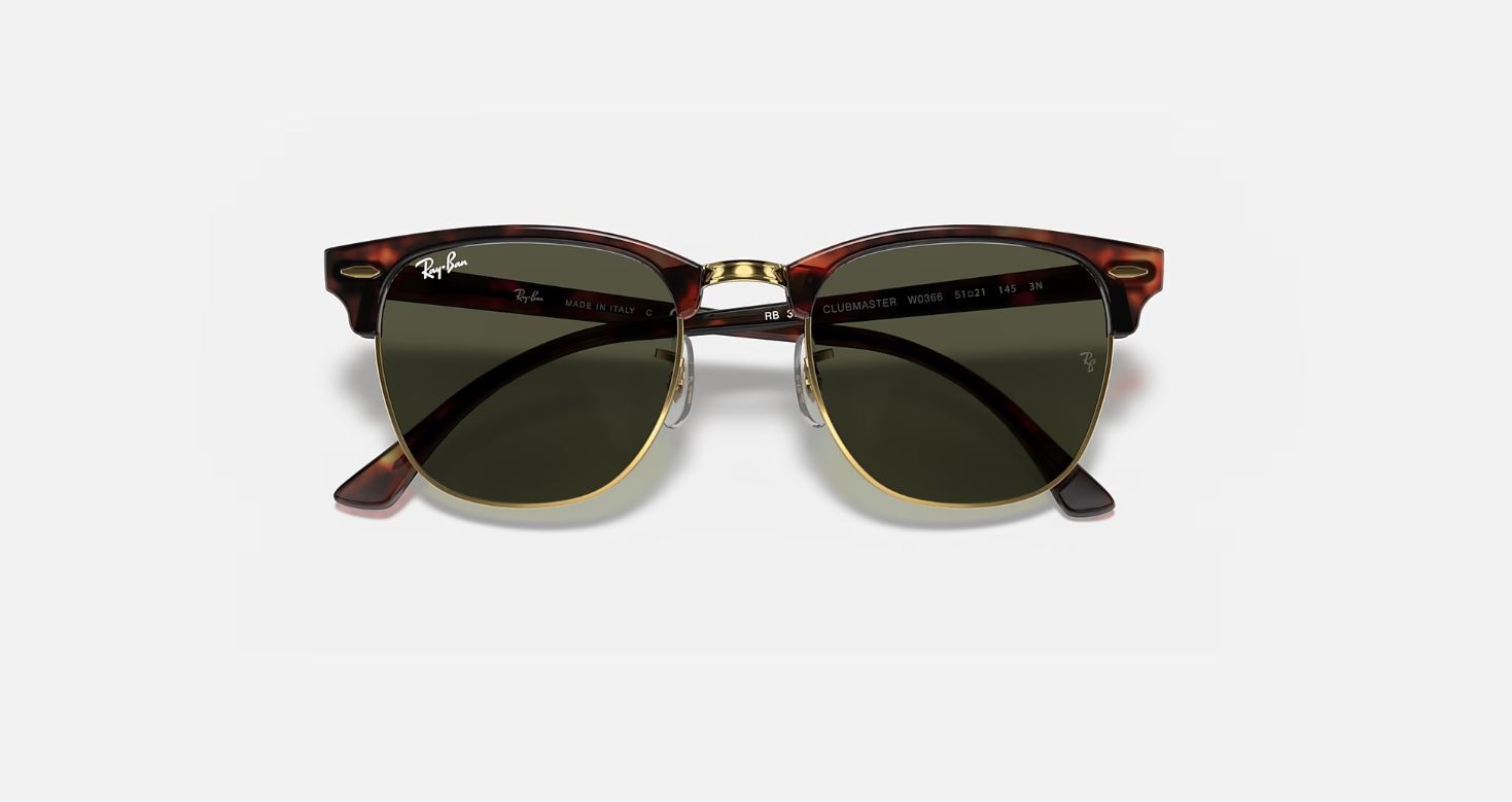 Ray-Ban Clubmaster Tortoise / G-15 Green 55mm Sunglasses RB3016 W0366 55-21