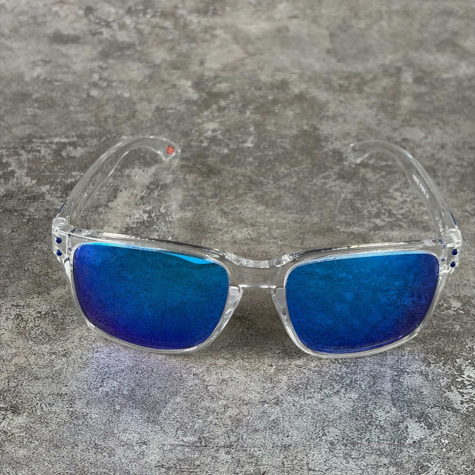 Oakley Holbrook Clear Frame Sapphire Iridium Polarized Sunglasses