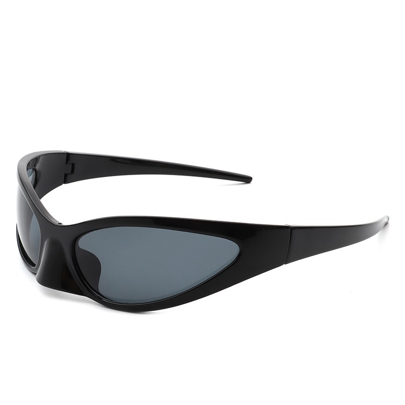 Wraparound Oval Sunglasses Unisex Retro Irregular Futuristic UV400 Shades
