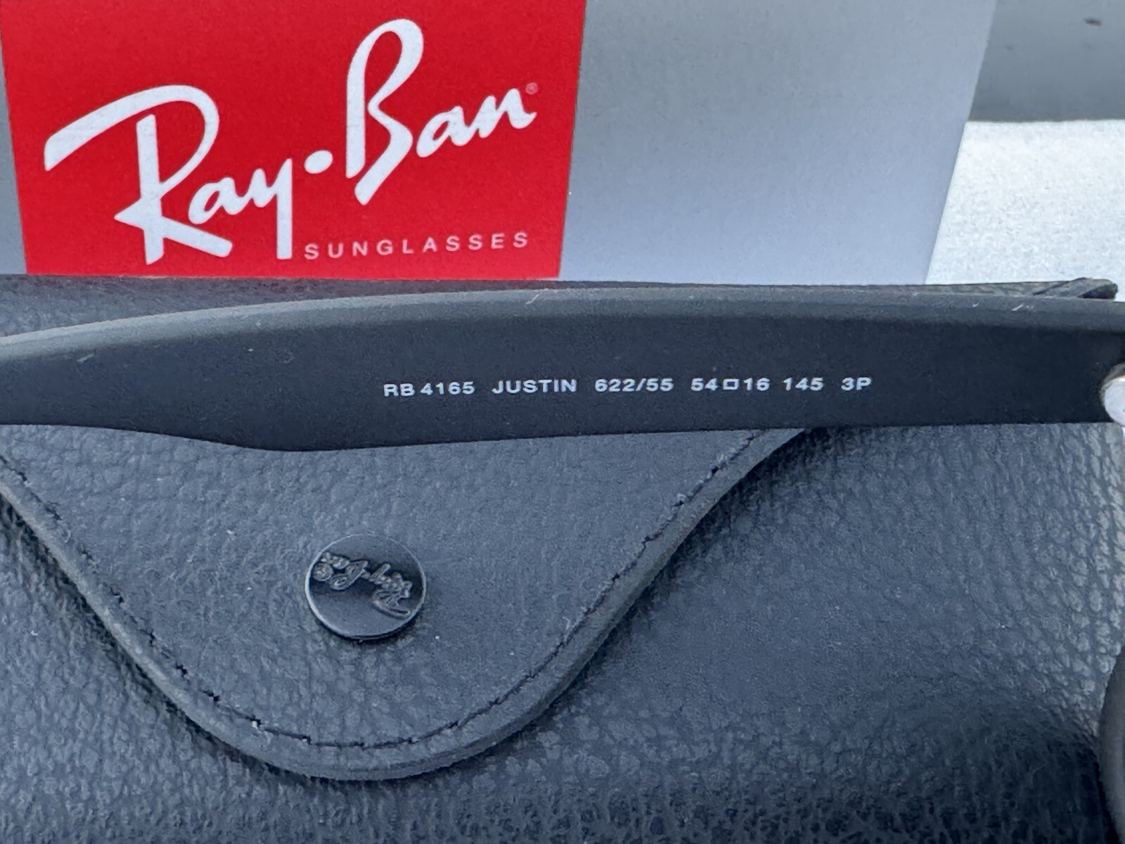 NEW Ray-Ban RB4165 622/55 JUSTIN Matte Black/Polarized Blue Mirror Sunglasses 54