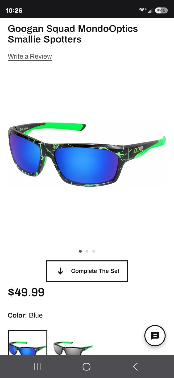 Googan Squad MondoOptics Smallie Spotters Mirrored Blue Wrap Sunglasses